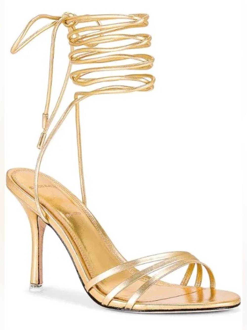 *No offers* Black Suede Studio Leandra Heeled Sandal in Metallic Gold